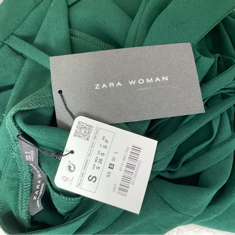 NEW Zara Green Open Back Side Zip Sleeveless Wide Leg Jumpsuit Size S - Picture 11 of 17